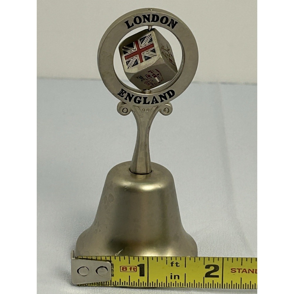 Vintage London England Souvenir Bell Spinning Cube Union Jack Metal Travel Decor